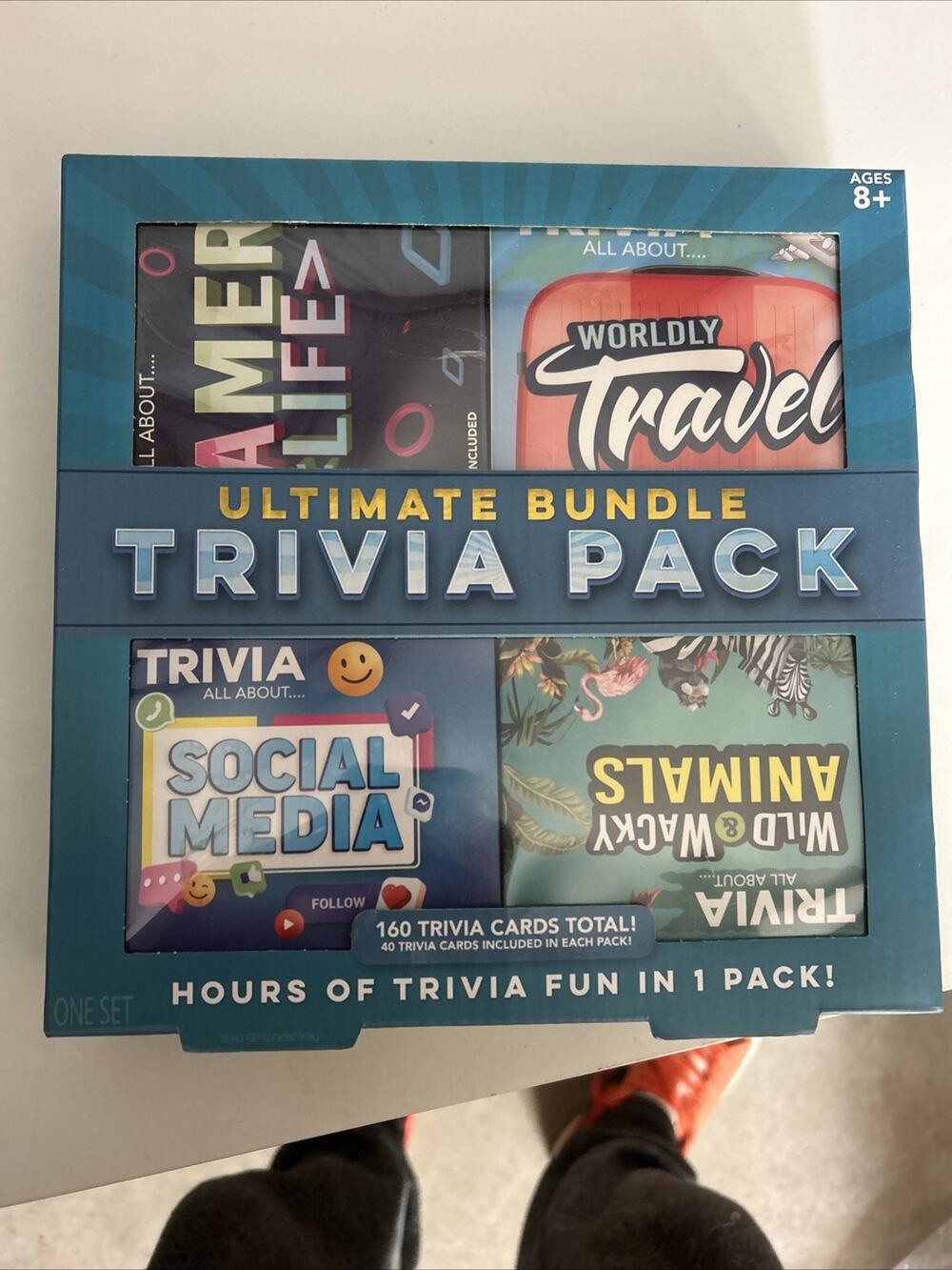 4 Pack Ultimate Bundle Trivia Pack 160 Cards Game Social Media Animals Travel